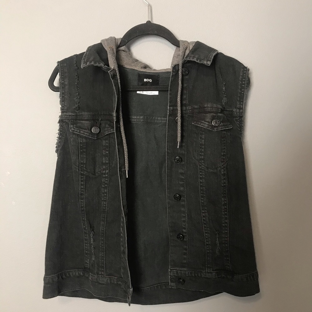UO denim hooded vest